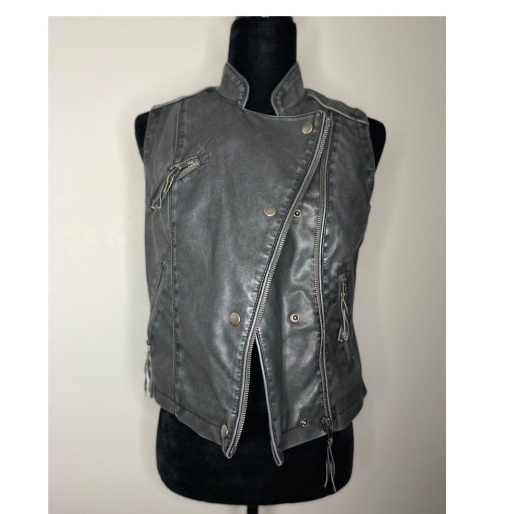 Voice faux leather Moto vest black size M